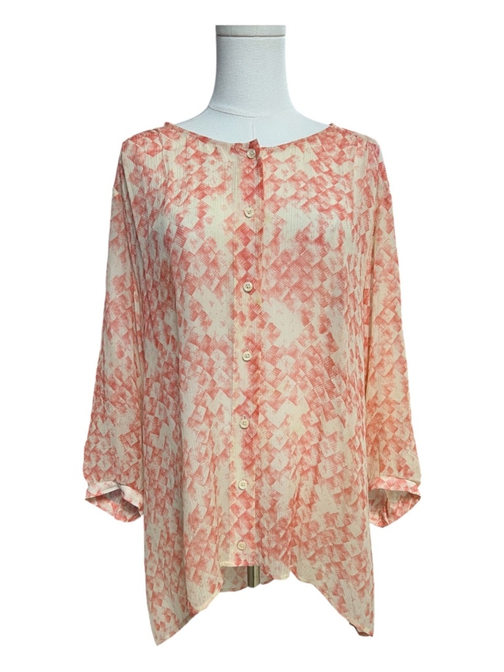 EUC CAbi Emerson Tonic Silk Abstract Tunic Blouse | Size XL